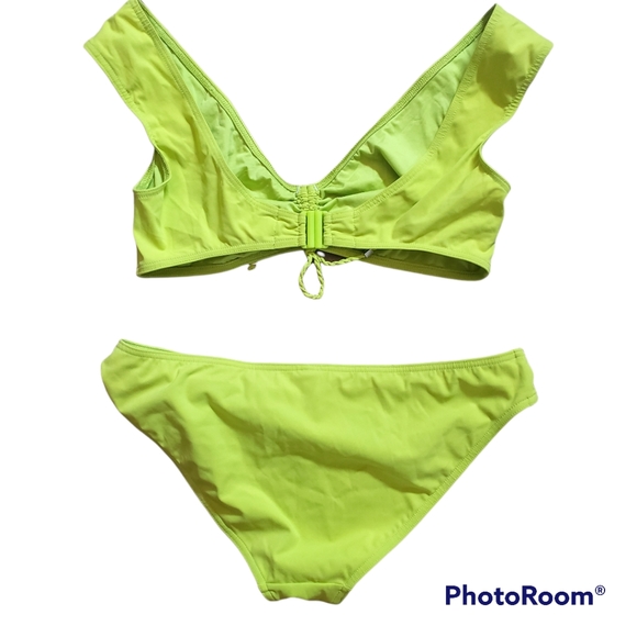 Mason Lejaby Lime Green Two Piece Bikini Swimsuit, L & XL - Picture 6 of 13